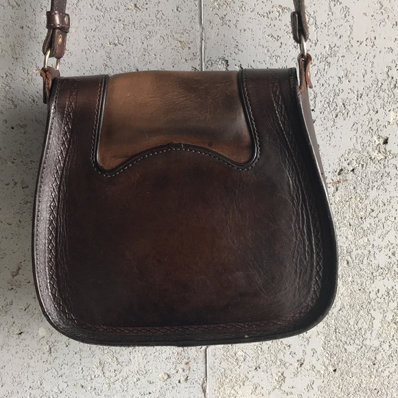 #035 Anna Cainzo Culturas Del Sol’s | Brown Leather Side Saddle Crossbody - Picture 8 of 17